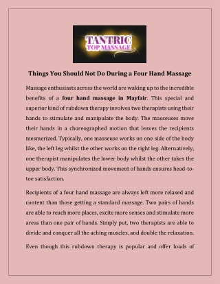 Things You Should Not Do During a Four Hand Massage