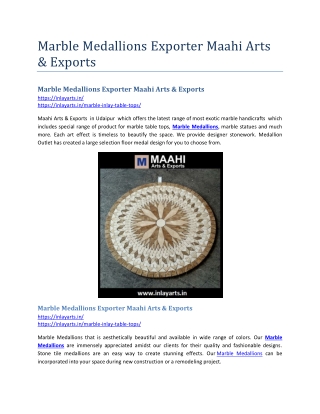 Marble Medallions Exporter Maahi Arts & Exports