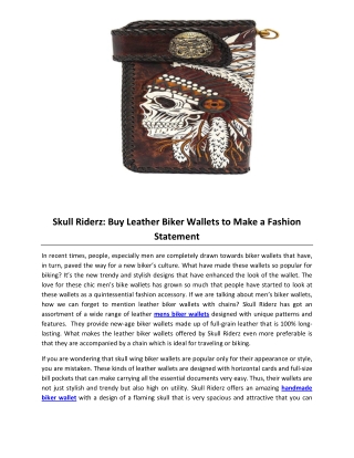 Skull Riderz: Buy Leather Biker Wallets to Make a Fashion Statement