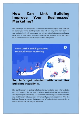 How Can Link Building Improve Your Businesses’ Marketing?