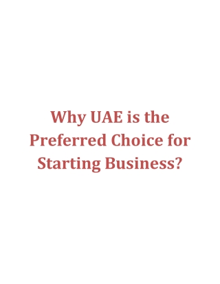 Why UAE is the Preferred Choice for Starting Business?