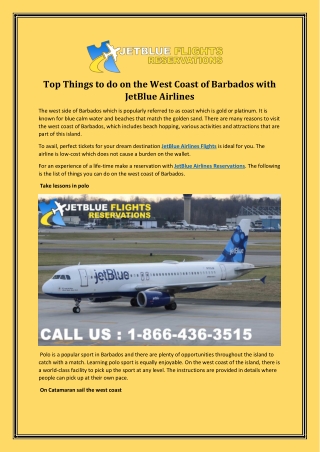 Top Things to do on the West Coast of Barbados with JetBlue Airlines