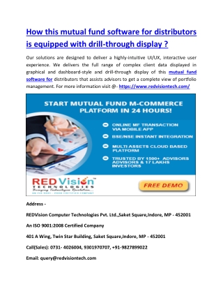 How this mutual fund software for distributors is equipped with drill-through display ?