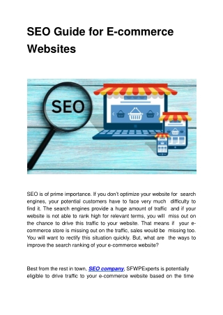 SEO Guide for E-commerce Websites