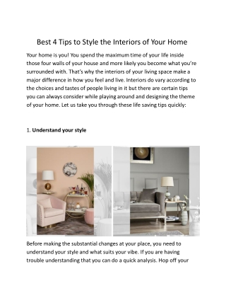 Best 4 Tips to Style the Interiors of Your Home