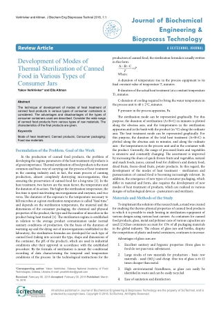 Thermal Sterilization of canned food jars