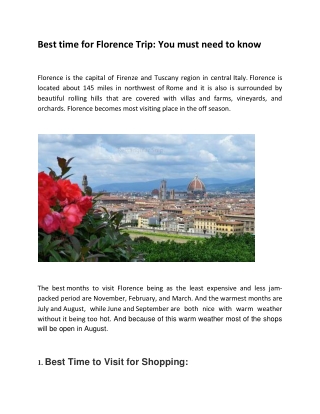 Best time to visit Florence , you must need to know