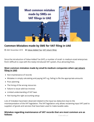 Common Mistakes made by SME for VAT filing in UAE