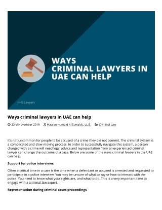 Ways criminal lawyers in UAE can help