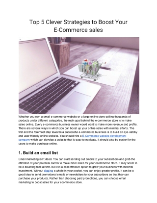 Top 5 Clever Strategies to Boost Your E-Commerce sales
