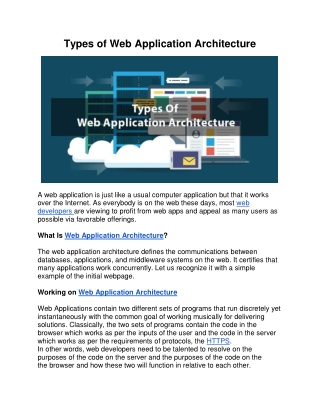 Types of Web Application Architecture