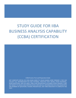 Study Guide for IIBA Business Analysis Capability (CCBA) Certification Exam