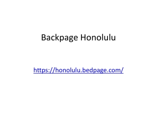 Backpage Honolulu