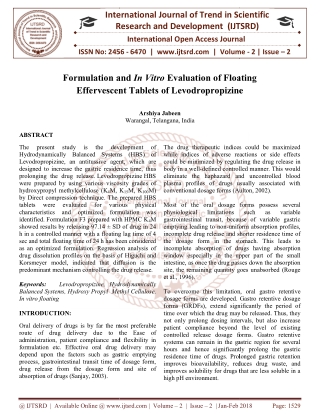 Formulation and In Vitro Evaluation of Floating Effervescent Tablets of Levodropropizine