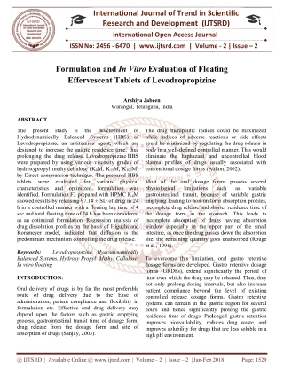 Formulation and In Vitro Evaluation of Floating Effervescent Tablets of Levodropropizine