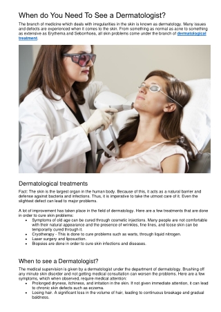 When do You Need To See a Dermatologist?