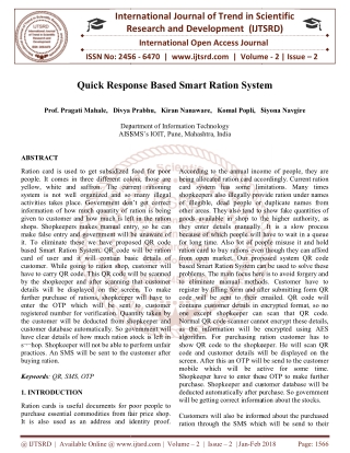 Quick Response Based Smart Ration System