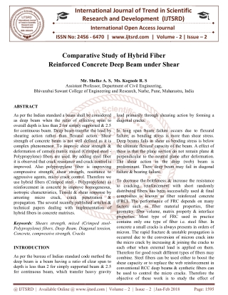 Comparative Study of Hybrid Fiber Reinforced Concrete Deep Beam under Shear