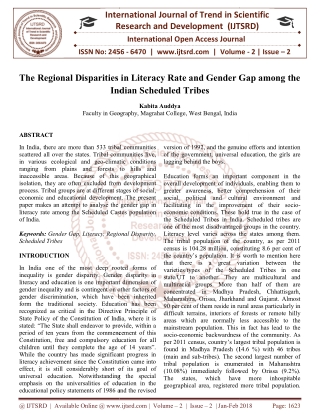 The Regional Disparities in Literacy Rate and Gender Gap among the Indian Scheduled Tribes