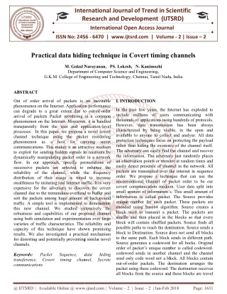 Practical data hiding technique in Covert timing channels