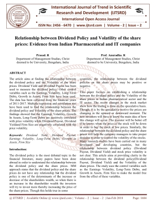 Relationship between Dividend Policy and Volatility of the share prices Evidence from Indian Pharmaceutical and IT compa