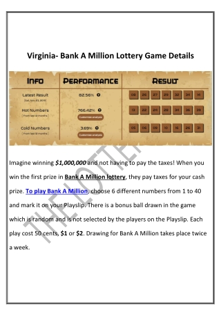 Virginia Bank A Million Playing |The Lottery Lab