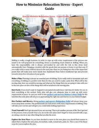 How to Minimize Relocation Stress - Expert Guide