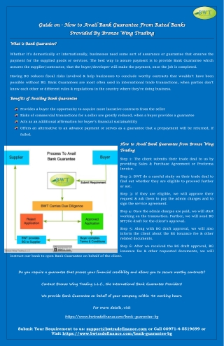 Contact International Bank Guarantee Providers to Avail BG MT760