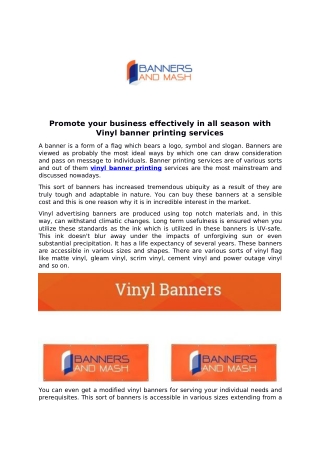 Promote your business effectively in all season with Vinyl banner printing services