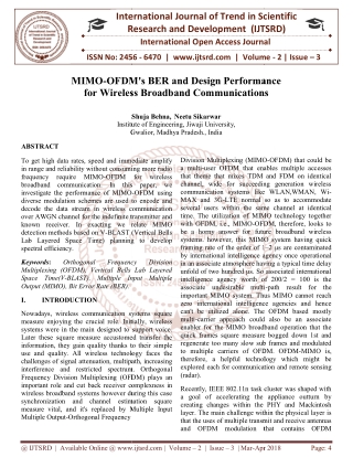 MIMO OFDMs BER and Design Performance for Wireless Broadband Communications