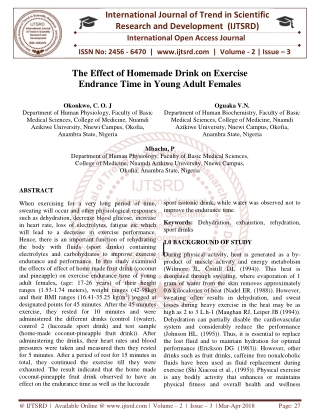 The Effect of Homemade Drink on Exercise Endrance Time in Young Adult Females