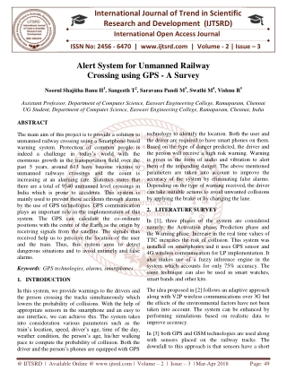 Alert System for Unmanned Railway Crossing using GPS A Survey