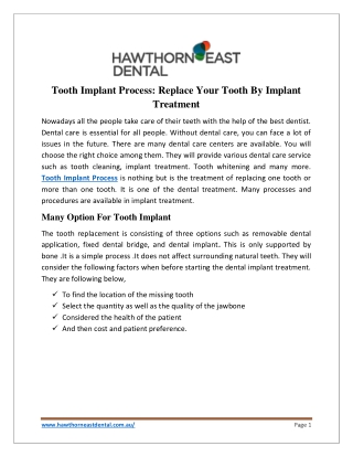 Replace Your Tooth By Implant Treatment Process