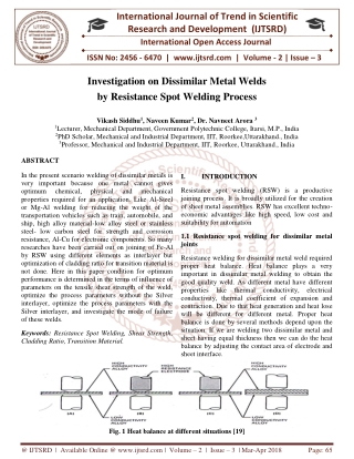 Investigation on Dissimilar Metal Welds by Resistance Spot Welding Process