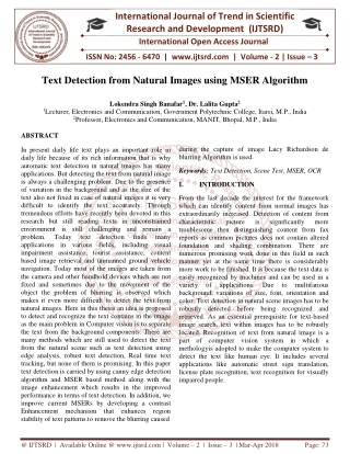 Text Detection from Natural Images using MSER Algorithm