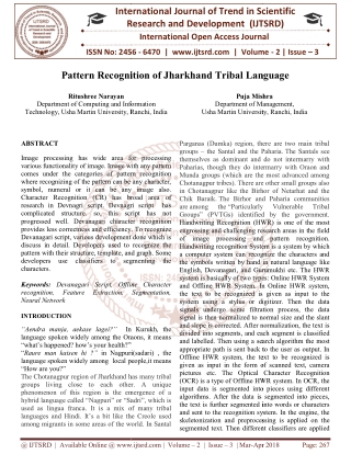 Pattern Recognition of Jharkhand Tribal Language