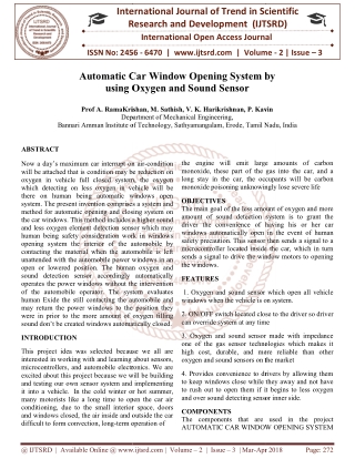 Automatic Car Window Opening System by using Oxygen and Sound Sensor