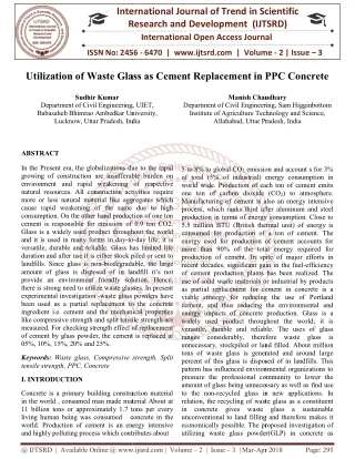 Utilization of Waste Glass as Cement Replacement in PPC Concrete