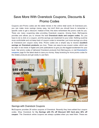 Save More With Overstock Coupons, Discounts & Promo Codes