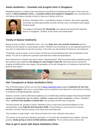 A Review of Alaxis Aesthetics Clinic in Singapore