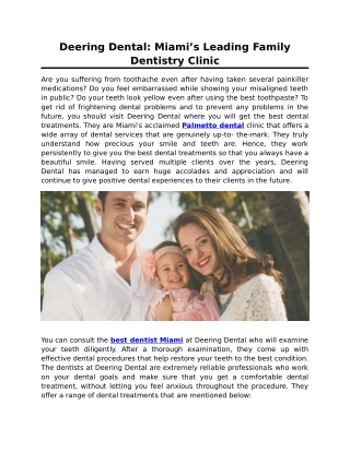 Deering Dental: Miami’s Leading Family Dentistry Clinic
