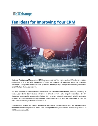 Ten ideas for improving your CRM (Customer Relationship Management)