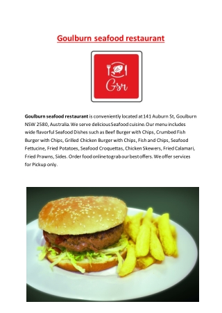 5% Off - Goulburn seafood restaurant Menu, Goulburn NSW