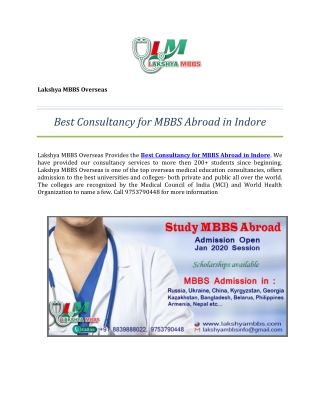 Best Consultancy for MBBS Abroad in Indore