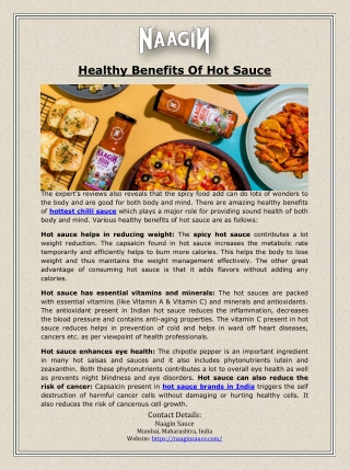 Healthy Benefits Of Hot Sauce
