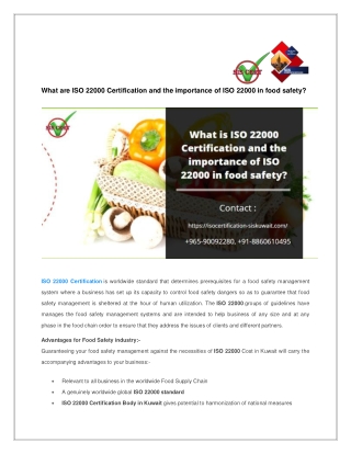 What is ISO 22000 Certification and the importance of ISO 22000 in food safety?