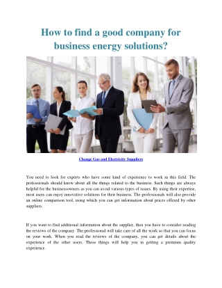 How to find a good company for business energy solutions?