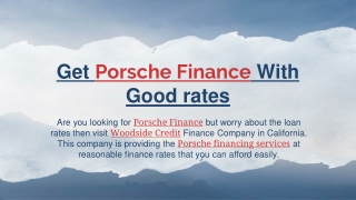 Get Porsche Finance With Good rates