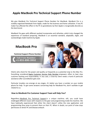 MacBook Technical Support Number 1-855-890-3932 USA