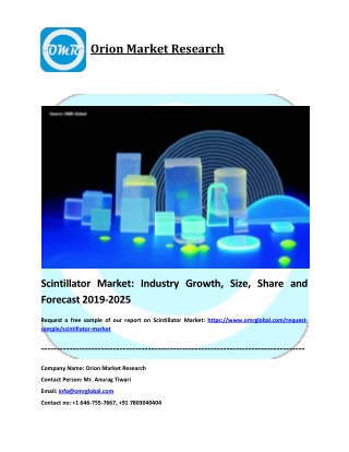 Scintillator Market: Global Size, Industry Trends, Leading Players, Share and Forecast 2019-2025